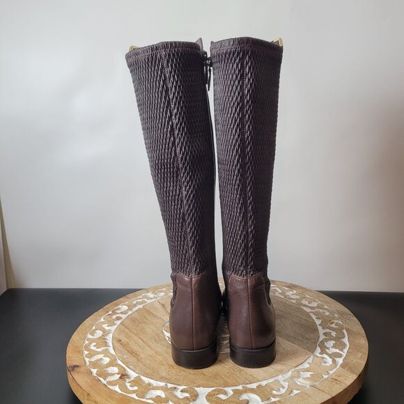 Cole Haan Rockland Chestnut Brown Leather & Stretch Riding/Knee-high Boots - Picture 7 of 12